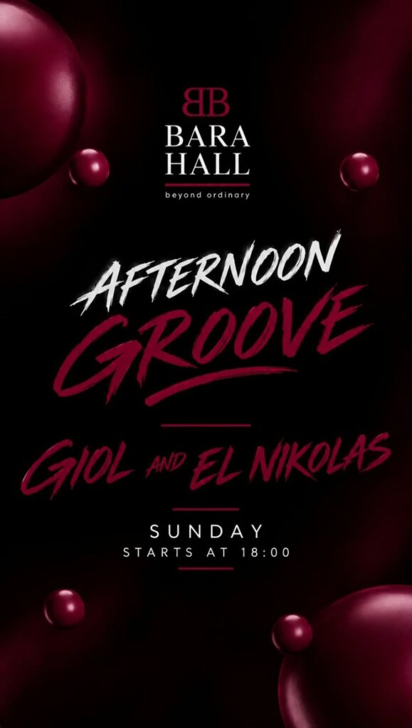 Αφίσα εκδήλωσης στο Bara Hall με τους Dj Giol & Dj El Nikola στις 18 Οκτωβρίου 2026 από τις 23:00.