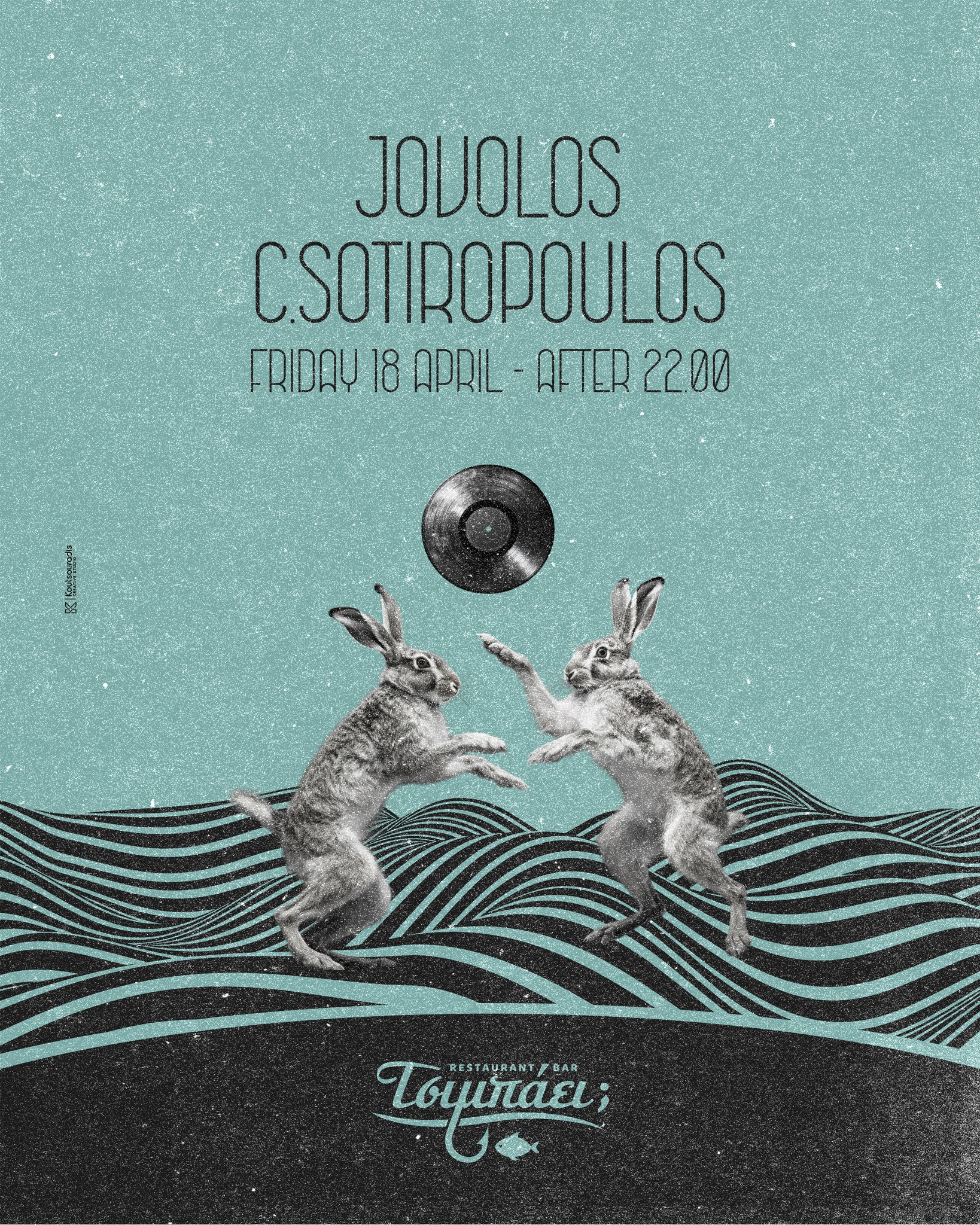 Αφίσα εκδήλωσης με τους Jovolo-Sotiropoulo στο Τσιμπάει στις 18 Απ΄ριλη 2025.