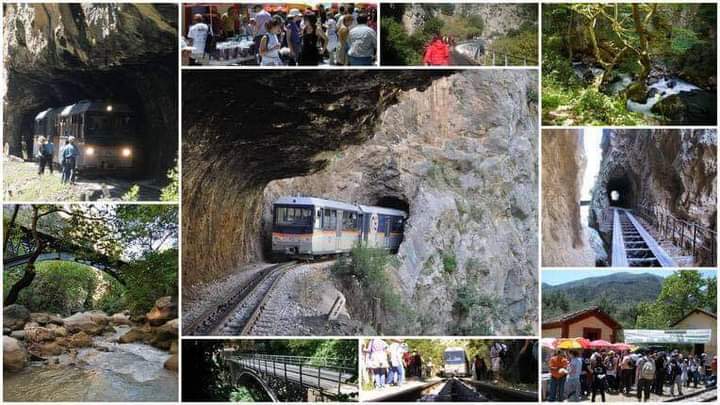 Κολάζ φωτογραφιών από το πέρασμα στο Φαράγγι του Βουραϊκού ποταμού.