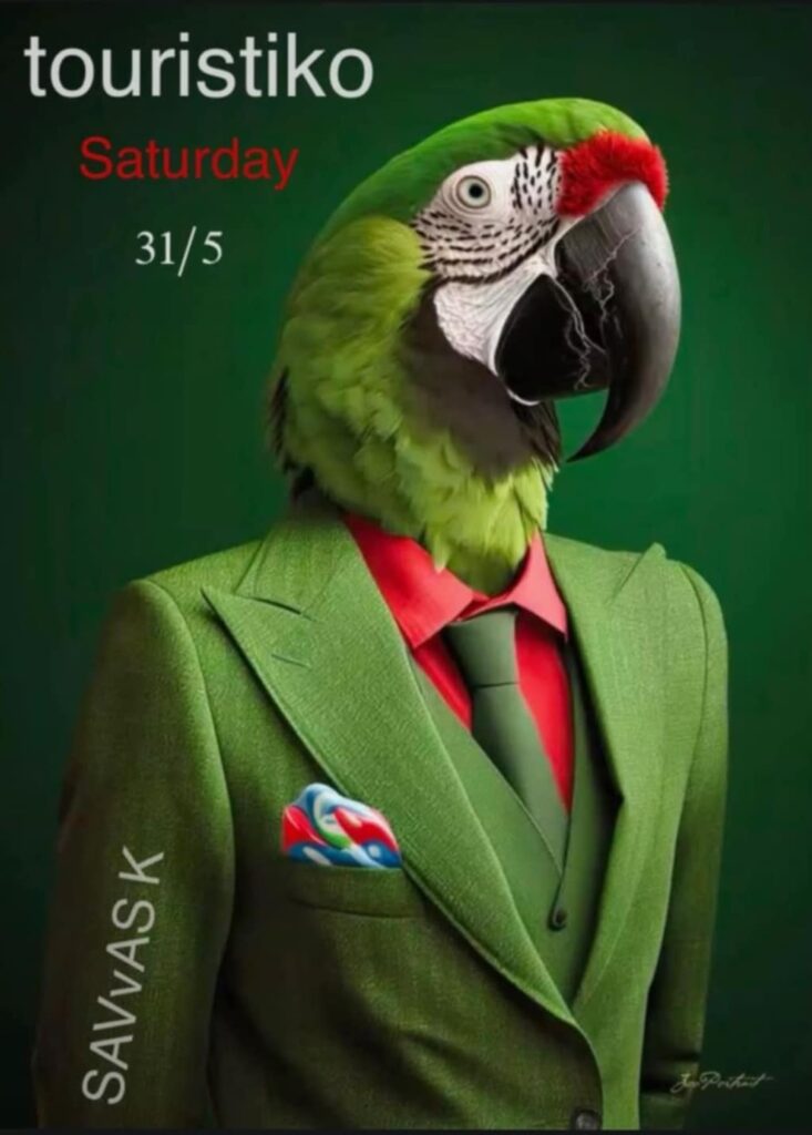 Αφίσα εκδήλωσης στο Touristiko στις 31 Μαΐου 2025 με dj τον Savva K.