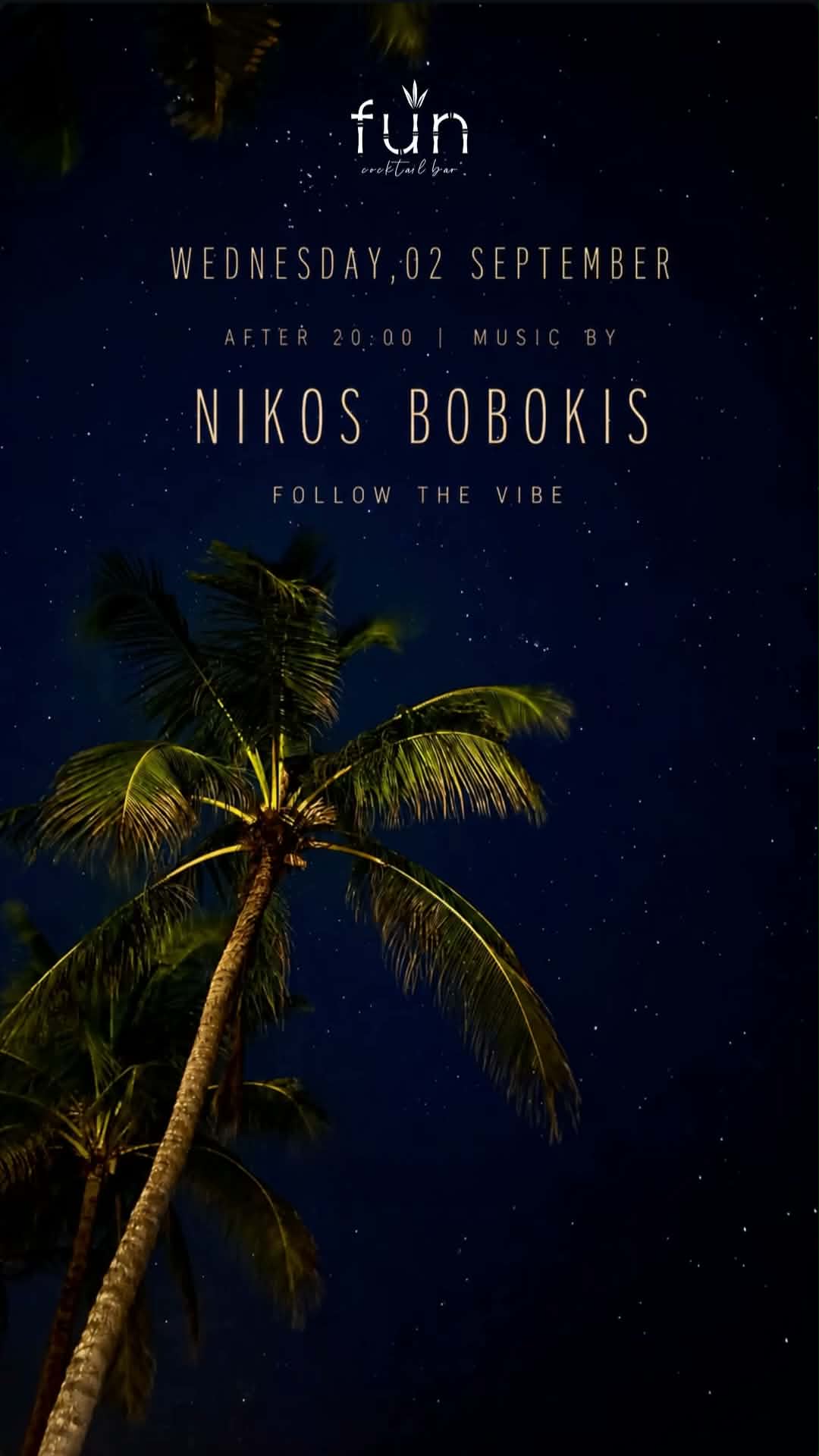 Αφίσα εκδήλωσης στο Fun με τον Dj Niko Boboki στις 2 Σεπτεμβρίου 2026, μετά τις 20:00.