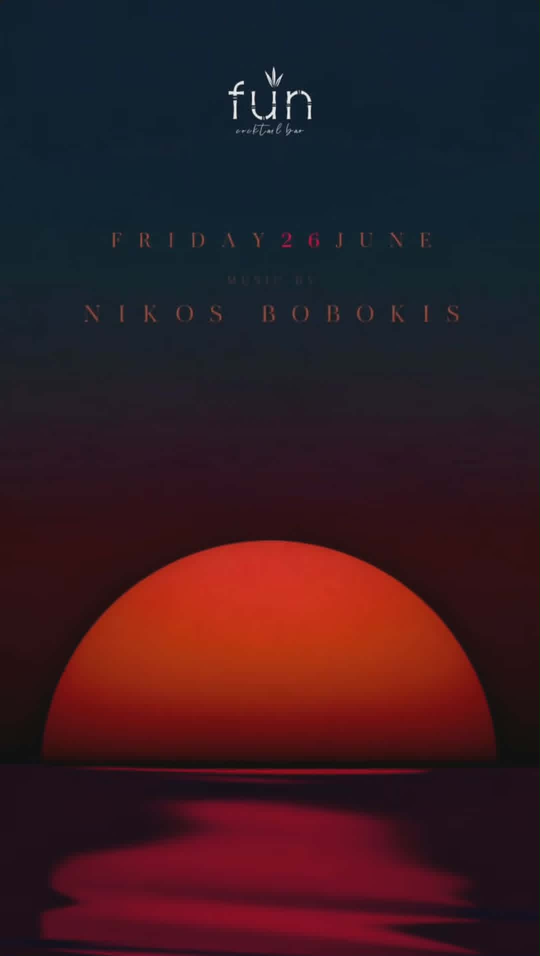 Αφίσα εκδήλωσης στο Fun με τον Dj Niko Boboki στις 26 Ιουνίου 2026, μετά τις 20:00.