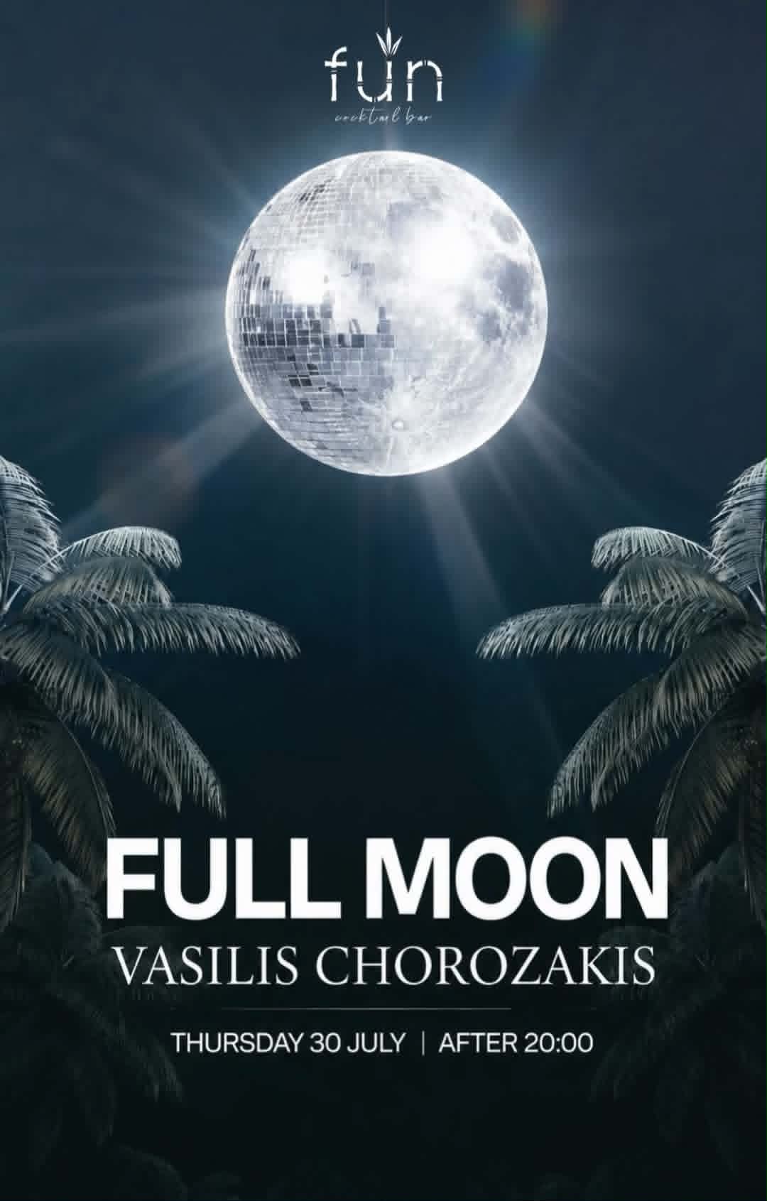 Αφίσα εκδήλωσης από το Fun με τον Dj Vasili Chorozaki στις 30 Ιουλίου 2026 και ώρα 20:00.