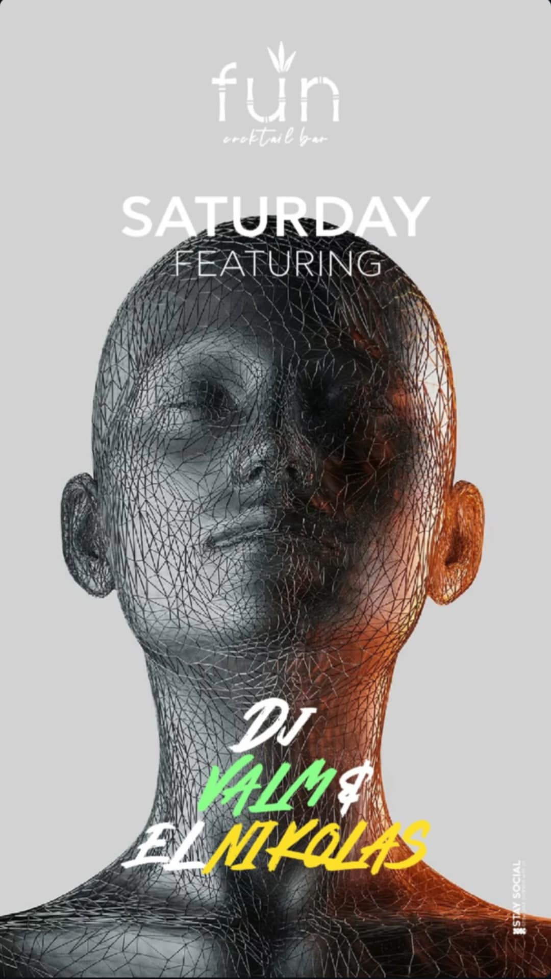 Αφίσα εκδήλωσης στο Fun με Djs τους Valm & El Nikolas στις 12 Ιουλίου 2025.