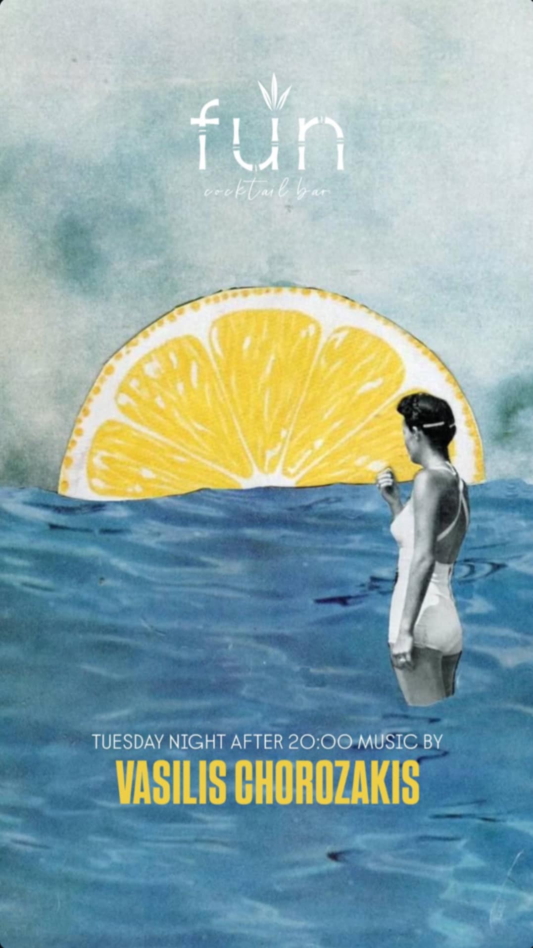 Αφίσα εκδήλωσης στο Fun στις 15 Ιουλίου 2025 με τον Dj Vasili Chorozaki.