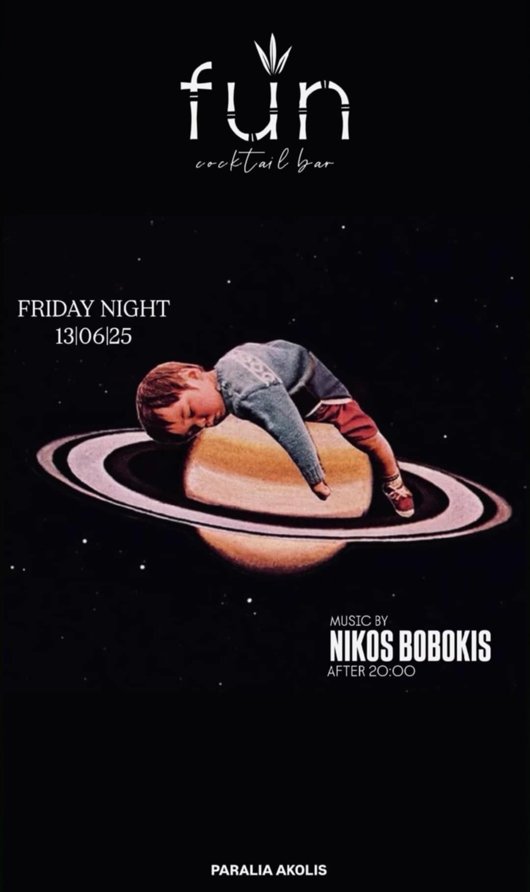 Αφίσα εκδήλωσης στο Fun στις 13 Ιουνίου 2025 με τον Dj Niko Boboki.