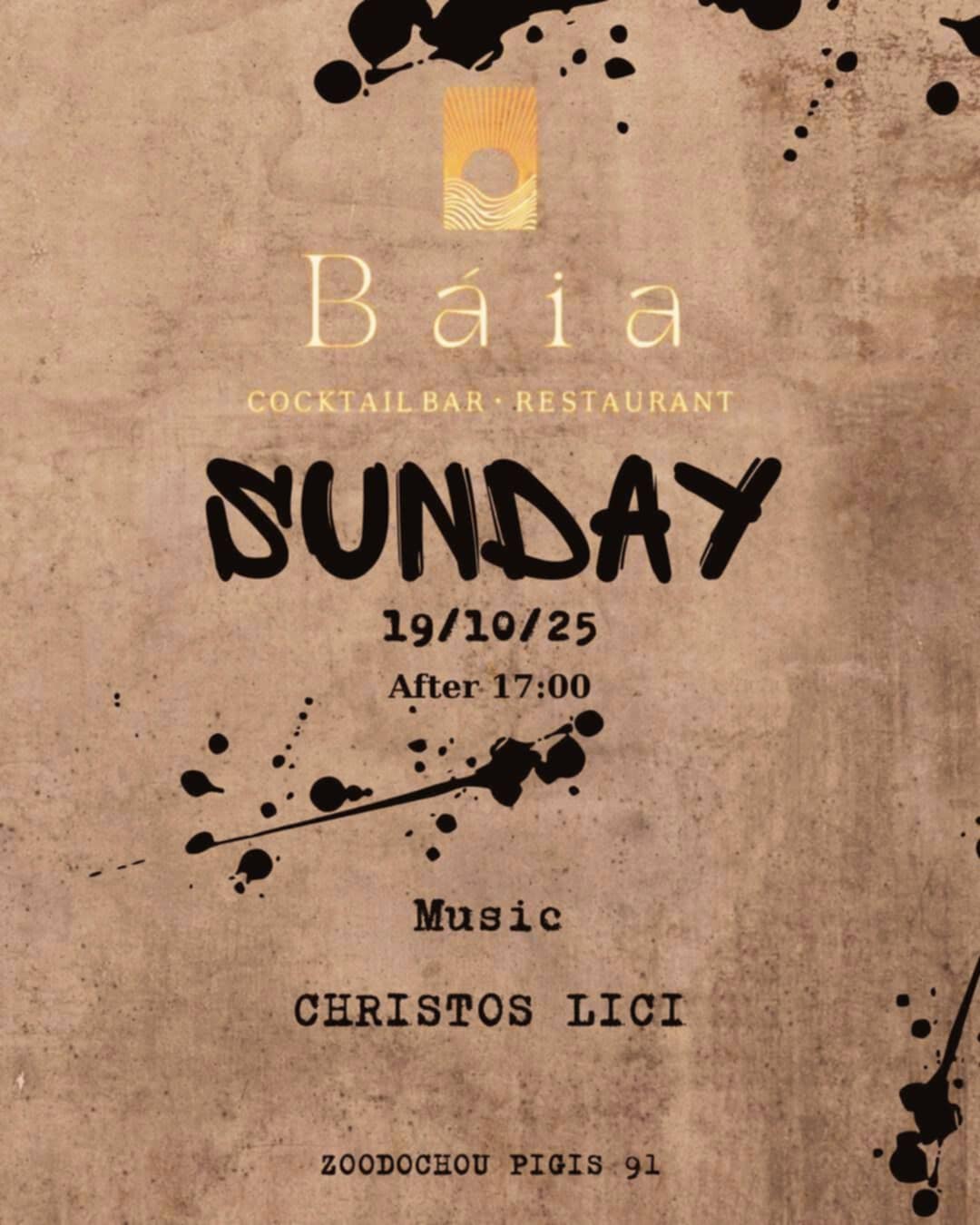 Αφίσα εκδήλωσης στο Baia στις 19 Οκτωβρίου 2025 με Dj τον Christo Lici.
