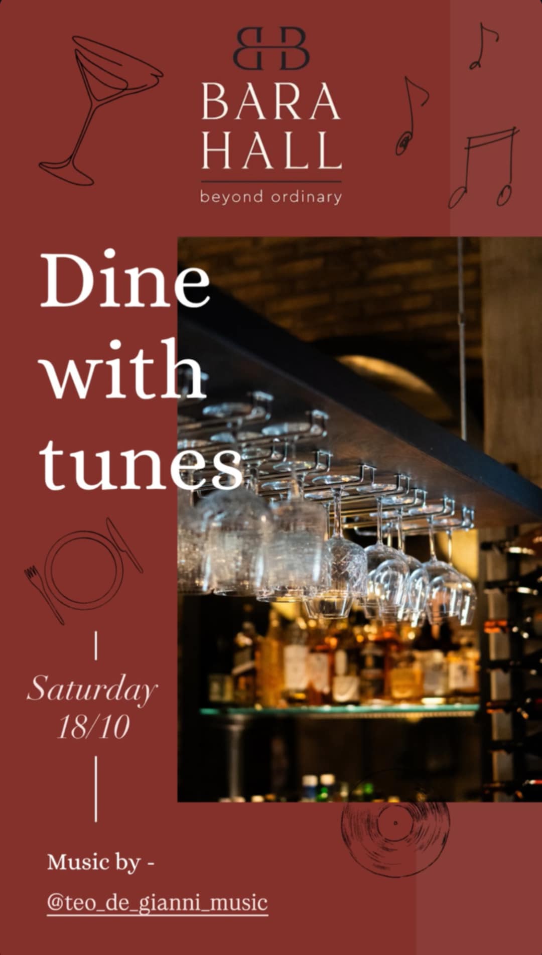 Αφίσα εκδήλωσης με τον Dj teo de gianni στο Bara Hall στις 18 Οκτώβρη 2025.