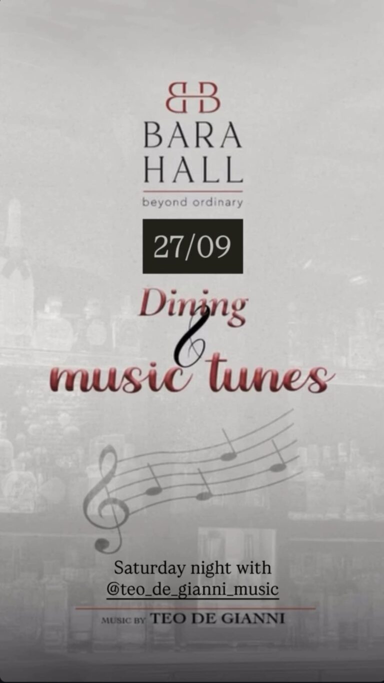 Αφίσα εκδήλωσης με τον Dj teo de gianni στο Bara Hall στις 27 Σεπτεμβρίου 2025.