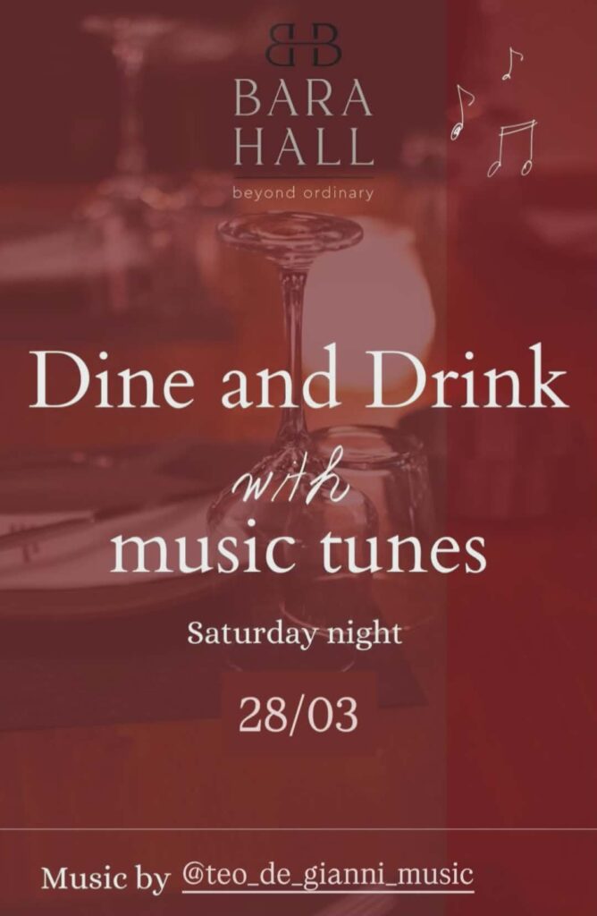 Αφίσα εκδήλωσης με τον Dj teo de gianni στο Bara Hall στις 28 Μαρτίου 2026.