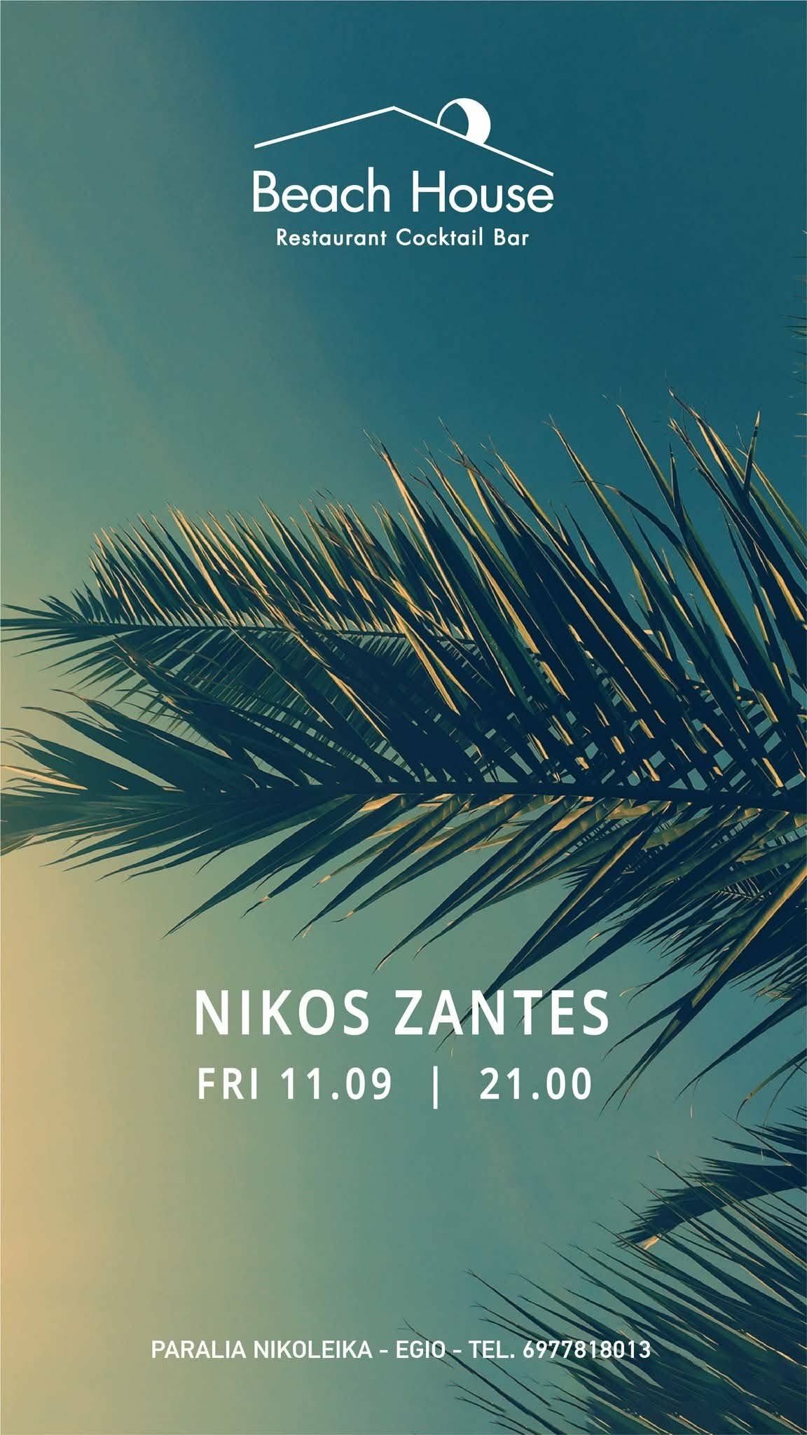 Αφίσα εκδήλωσης στο Beach House με τον Dj Niko Zante στις 11 Σεπτεμβρίου 2026 και ώρα 21:00.