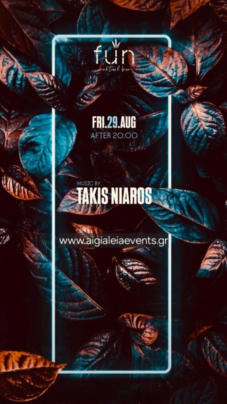 Αφίσα εκδήλωσης στο Fun στις 29 Αυγούστου 2025 με Dj Taki Niaro.