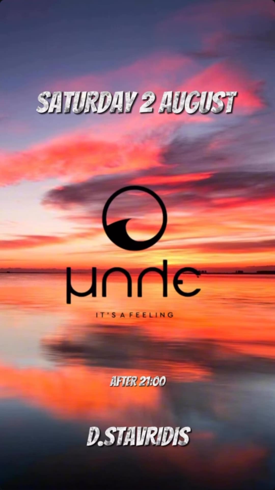 Αφίσα εκδήλωσης στο Μπλε στις 2 Αυγούτου 2025 με Dj τον D. Stavrivi. ώρα έναρξης 21:00.