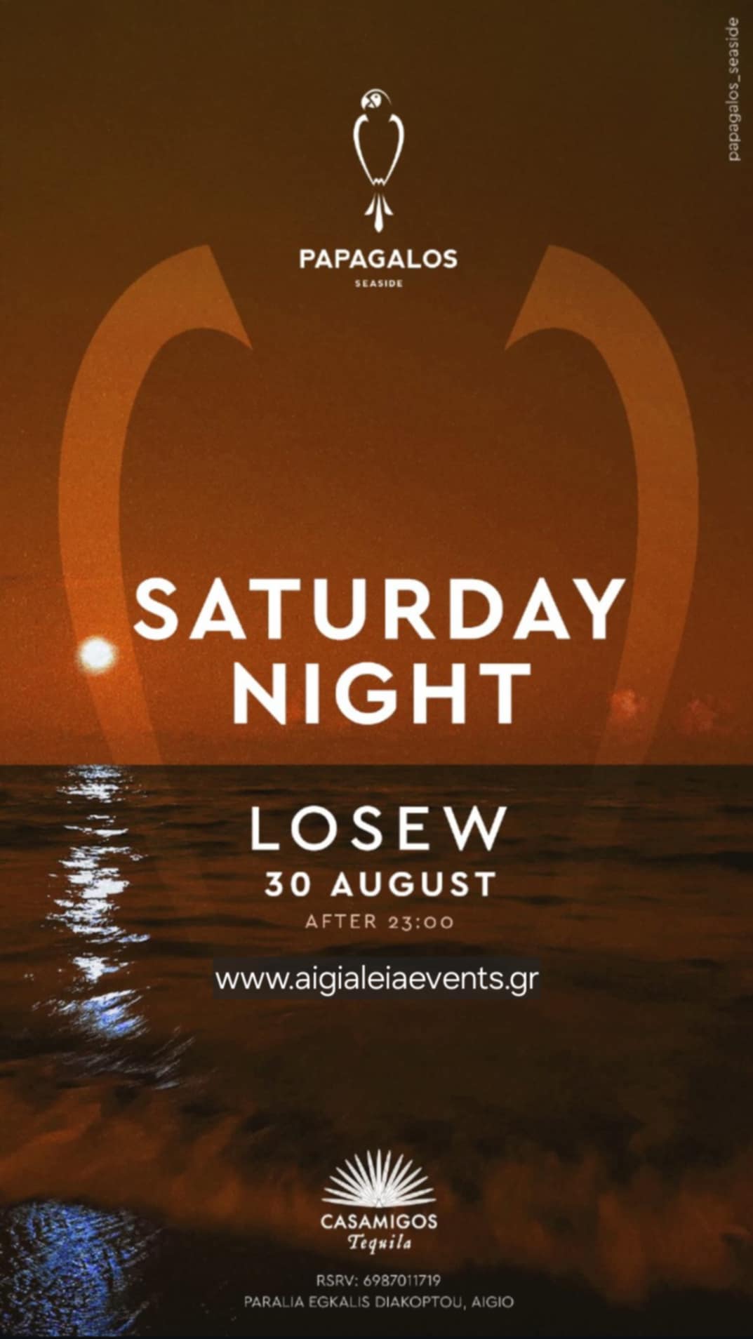 Αφίσα εκδήλωσης στο Papagalos στις 30 Αυγούστου 2025 και ώρα 23:00 με Dj Losew.