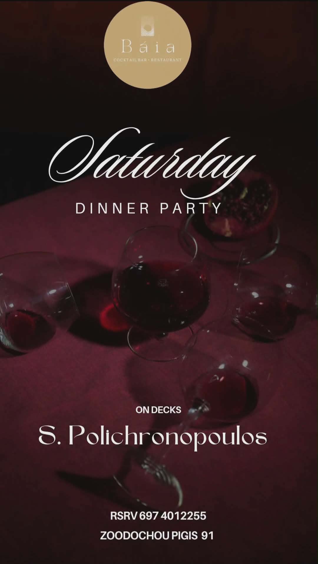 Αφίσα εκδήλωσης από το Baia στις 7 Μαρτίου 2026 και ώρα 21:00 με τον dj S. Polichronopoulo.