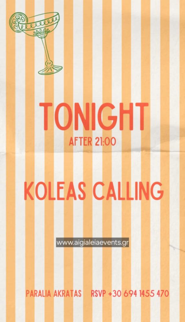 Αφίσα εκδήλωσης στο Mango στις 28 Αυγούστου 2025 με τον Dj Koleas Calling.