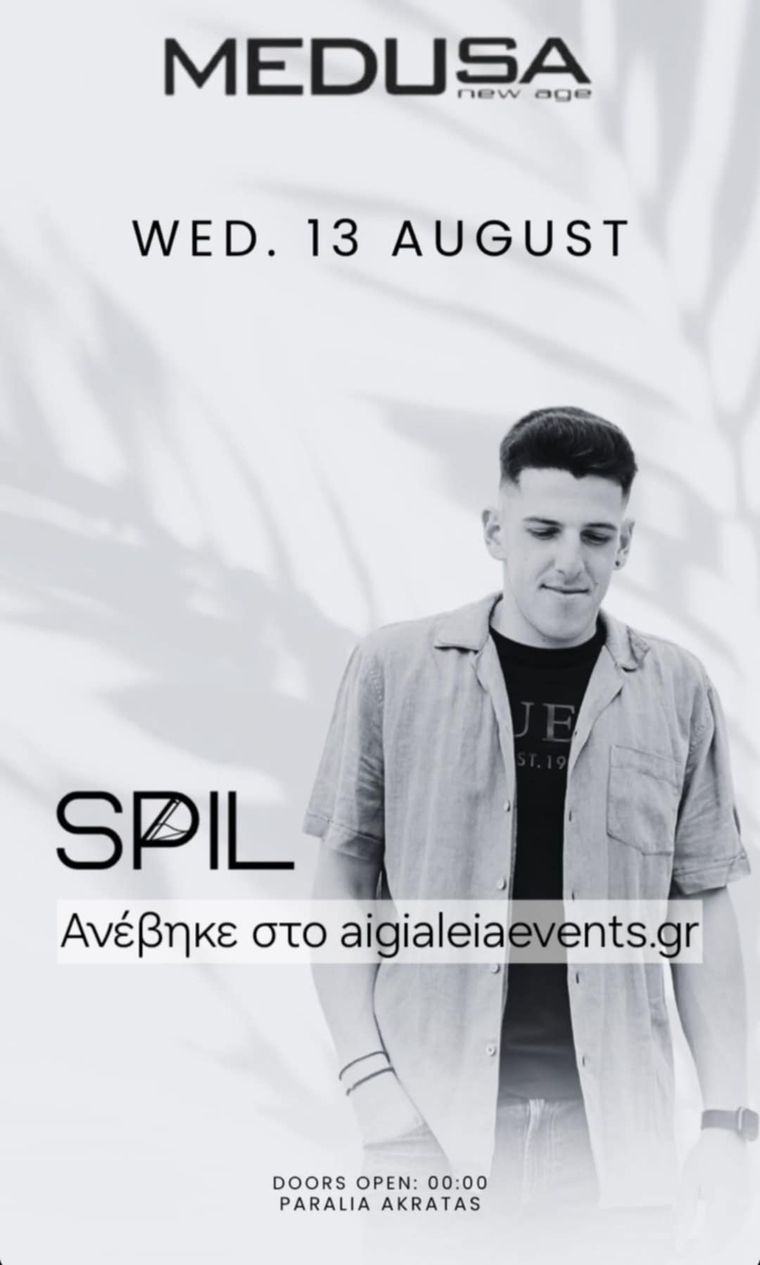 Αφίσα εκδήλωσης στο Medusa με τον Dj Spil στις 13 Αυγούστου 2025.