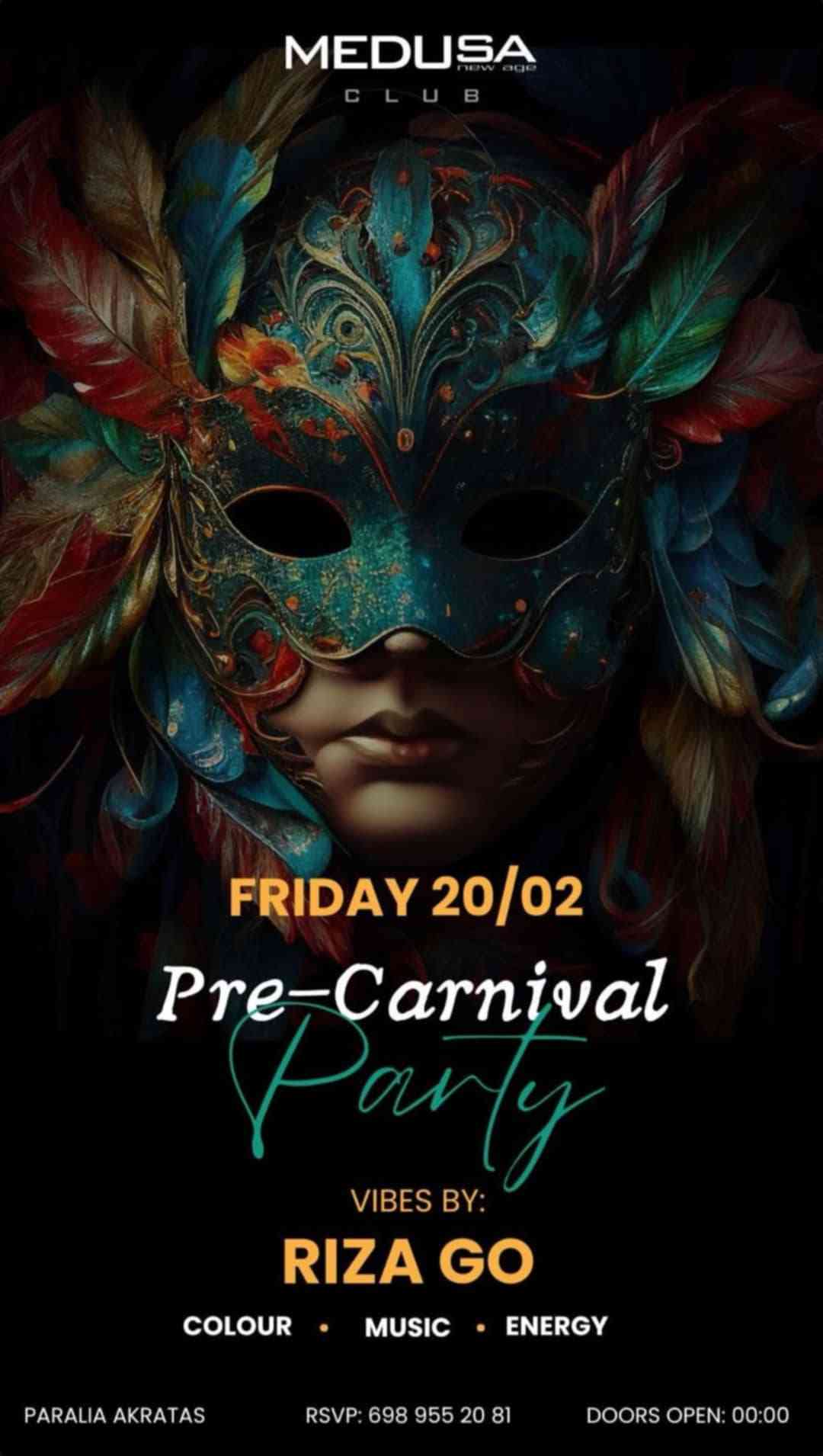 Αφίσα εκδήλωσης στο Medusa με τον Dj Riza Go στις 20 Φεβρουαρίου 2026.