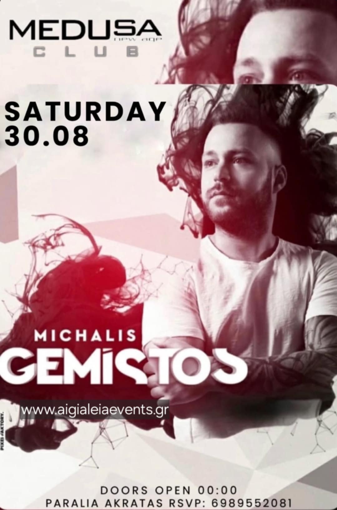 Αφίσα εκδήλωσης στο Medusa με τον Michali Gemisto στις 30 Αυγούστου 2025.