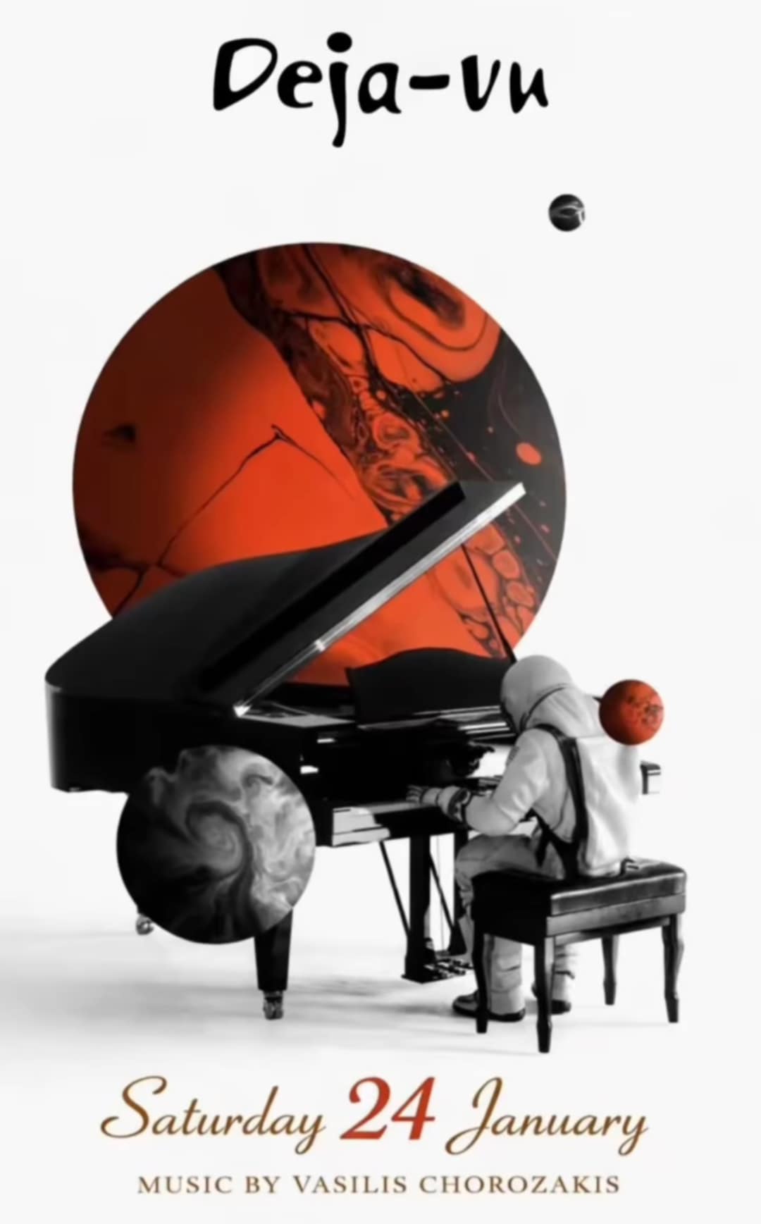 Αφίσα εκδήλωσης στο Deja-Vu στις 24 Ιανουαρίου 2026 με τον Dj Vasilis Chorozaki.