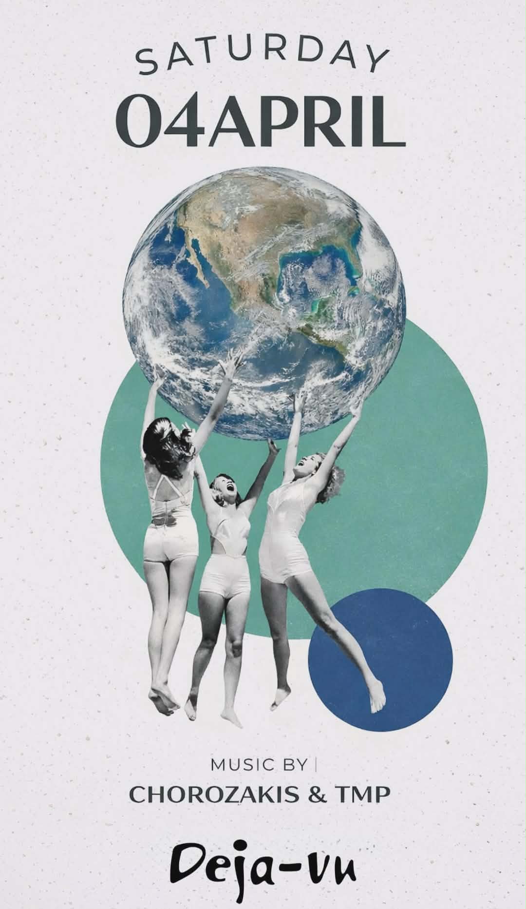 Αφίσα εκδήλωσης στο Deja-Vu στις 4 Απριλίου 2026 με Dj Chorozaki & Dj TMP.