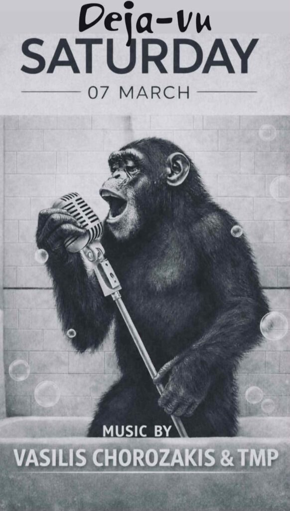 Αφίσα εκδήλωσης στο Deja-Vu στις 7 Μαρτίου 2026 με Dj Chorozaki & Dj TMP.
