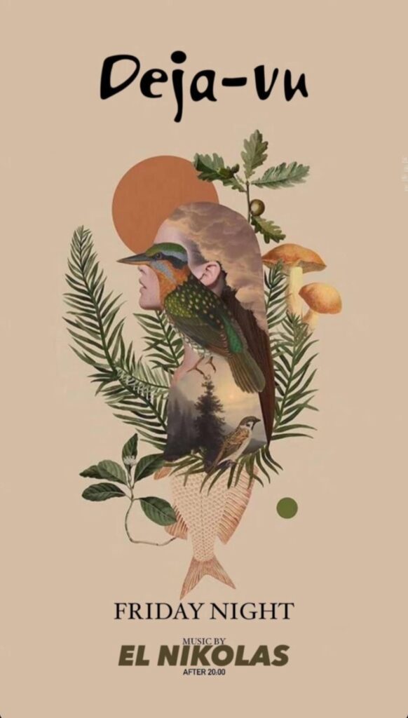Αφίσα εκδήλωσης στο Deja-Vu στις 7 Νοεμβρίου 2025 με Dj τον El Nikola.