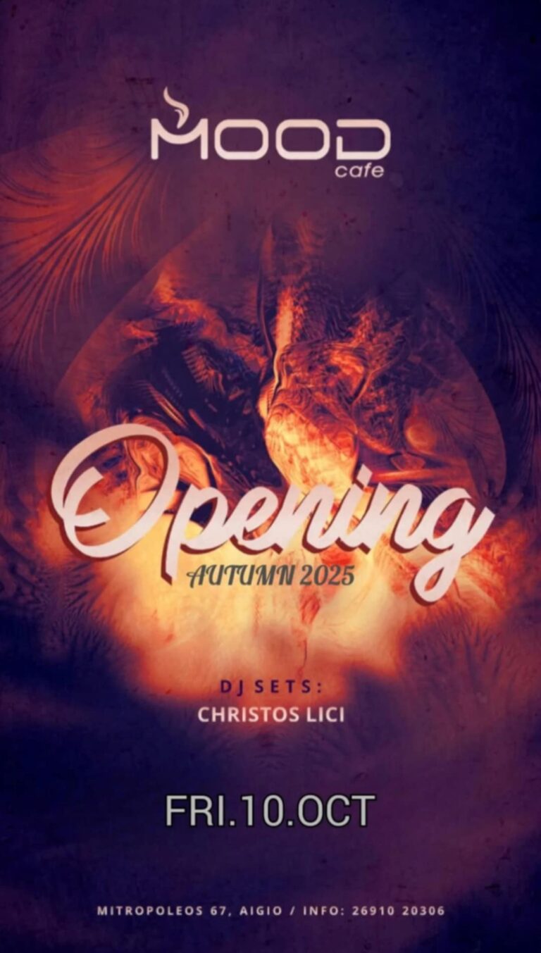 Αφίσα εκδήλωσης για opening party στο Mood στις 10 Οκτώβρη 2025 με Dj τον Christo Lici.