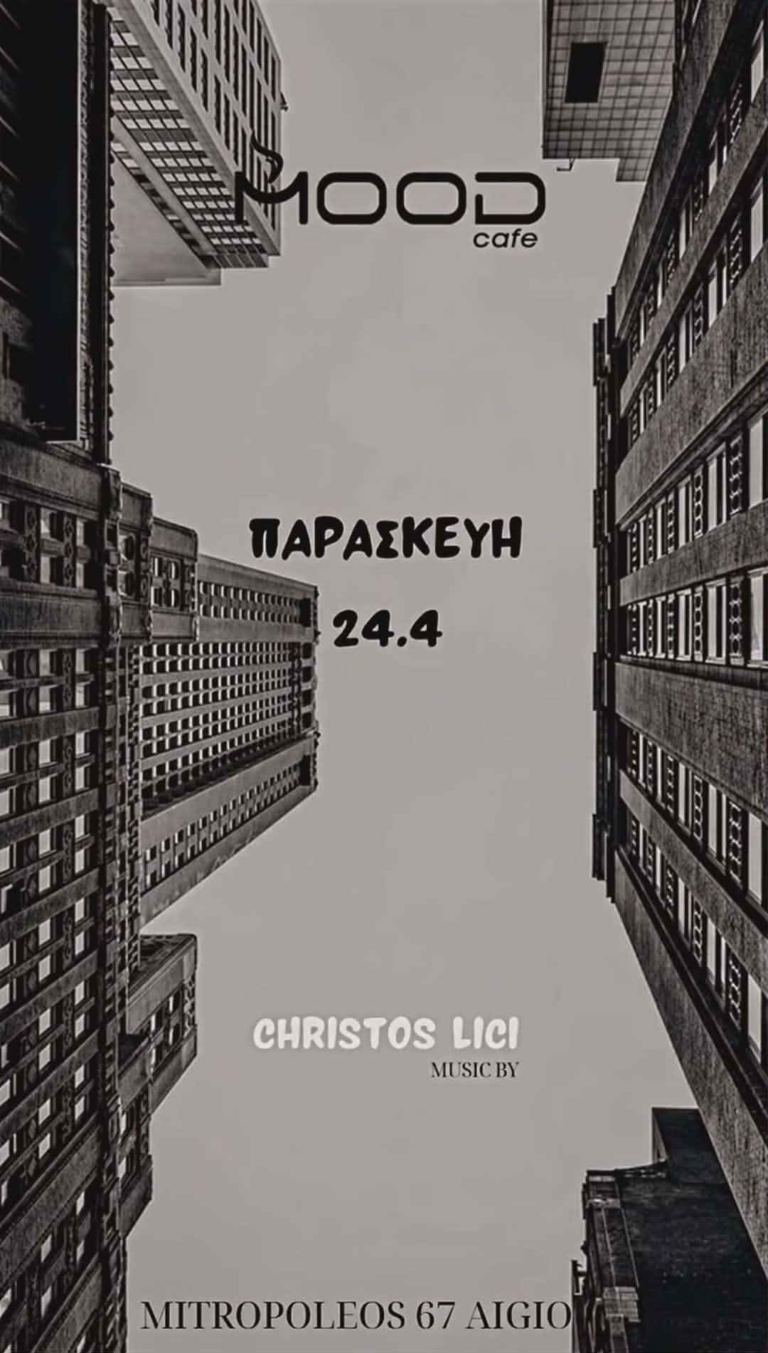 Αφίσα εκδήλωσης για το Mood με Dj τον Christo Lici την Παρασκευή.