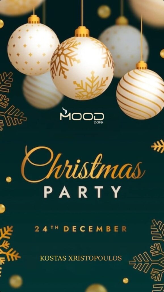 Αφίσα εκδήλωσης για το Mood στις 24 Δεκεμβρίου 2025 με Dj τον Kosta Xristopoulo.