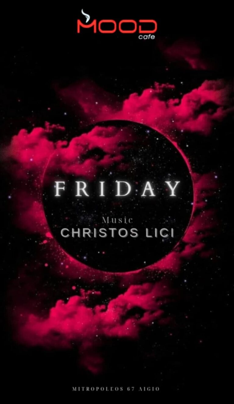 Αφίσα εκδήλωσης για το Mood με Dj τον Christo Lici την Παρασκευή.