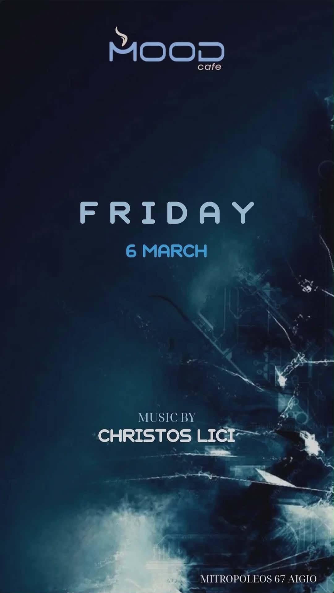 Αφίσα εκδήλωσης στο Mood με τον Dj Christo Lici στις 6 Μαρτίου 2026.