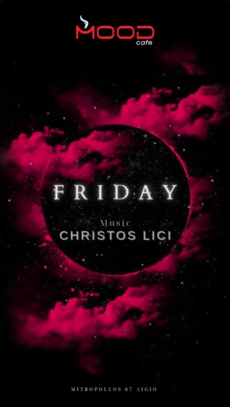Αφίσα εκδήλωσης για το Mood με Dj τον Christo Lici την Παρασκευή.