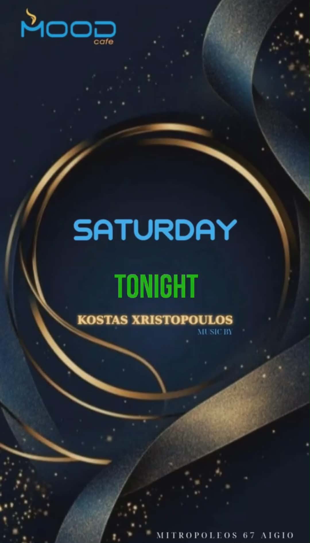 Αφίσα εκδήλωσης στο Mood το Σάββατο με τον Dj Kosta Xristopoulo.