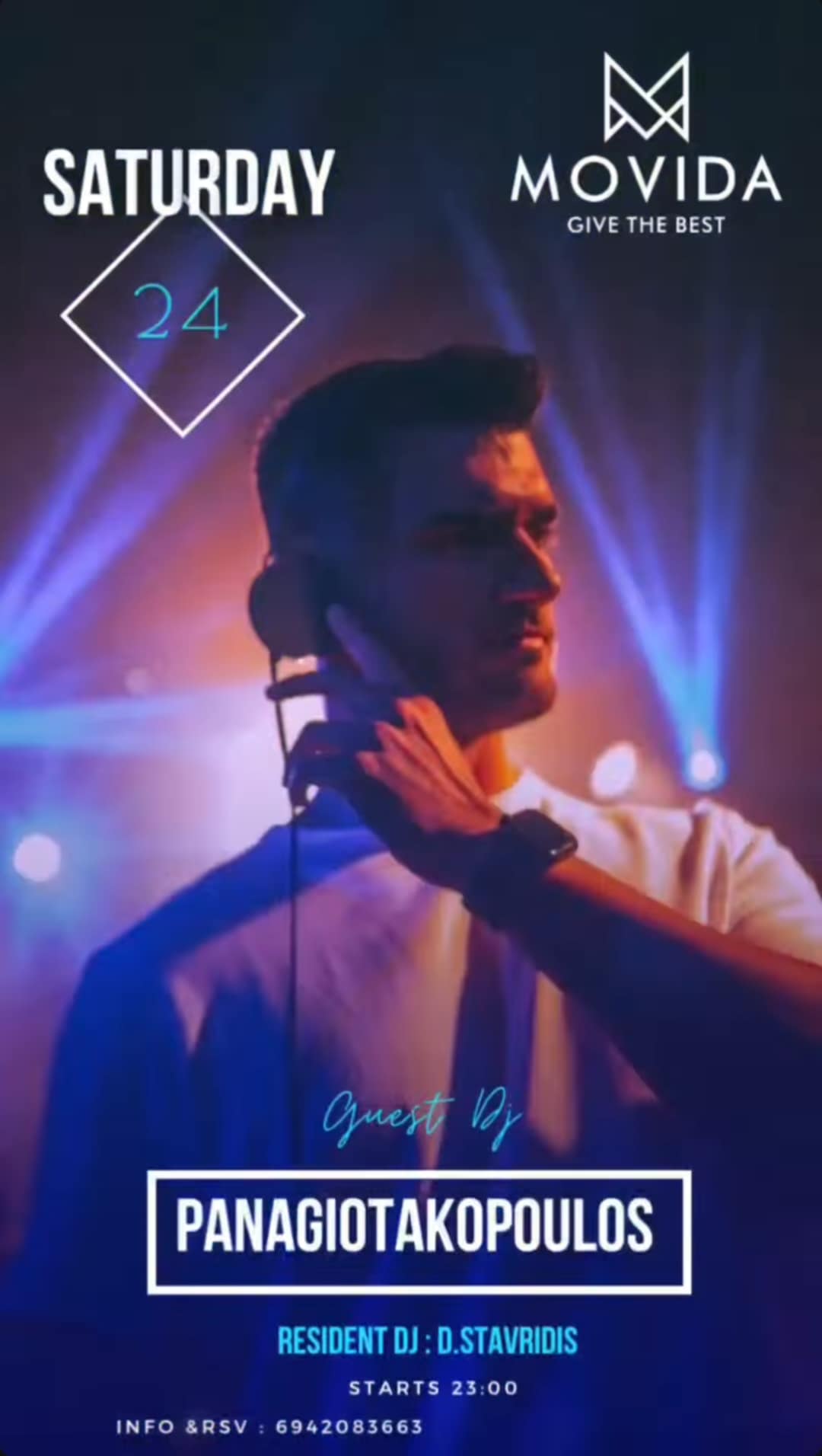 Αφίσα εκδήλωσης με τον Dj Panagiotakoulo στο Movida στις 24 Ιανουαρίου 2026.