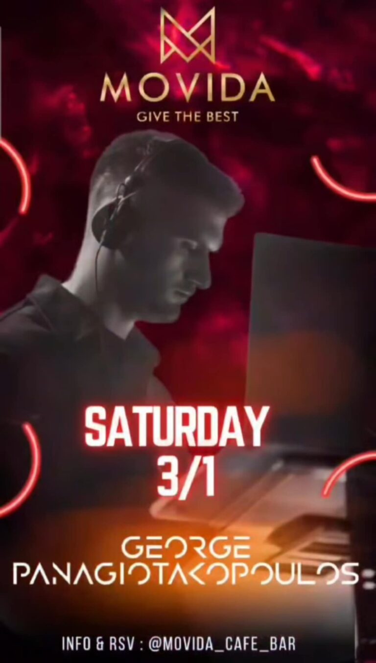 Αφίσα εκδήλωσης με τον Dj George Panagiotakoulos στο Movida στις 3 Ιανουαρίου 2026.