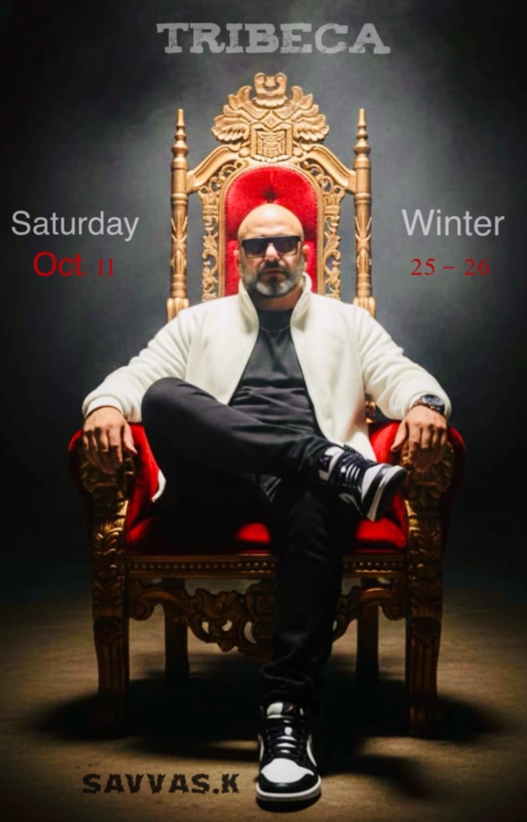 Αφίσα εκδήλωσης στο Tribeca στις 11 Οκτώβρη 2025 με τον Dj Savva K.