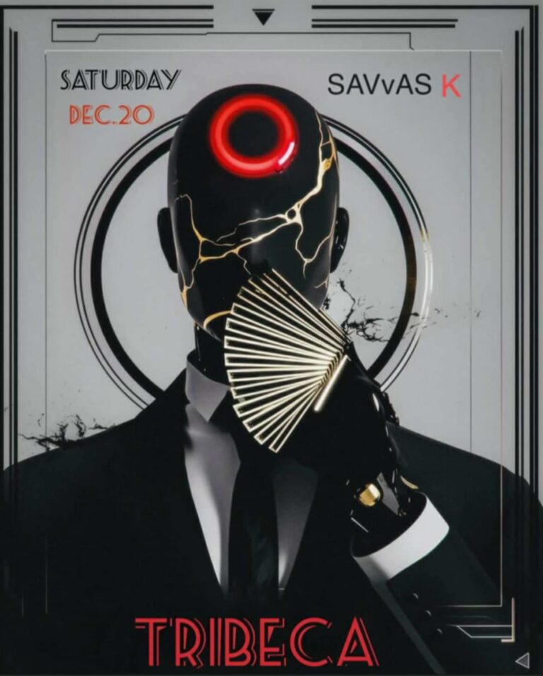 Αφίσα εκδήλωσης στο Tribeca στις 20 Δεκεμβρίου 2025 με τον Dj Savva K.