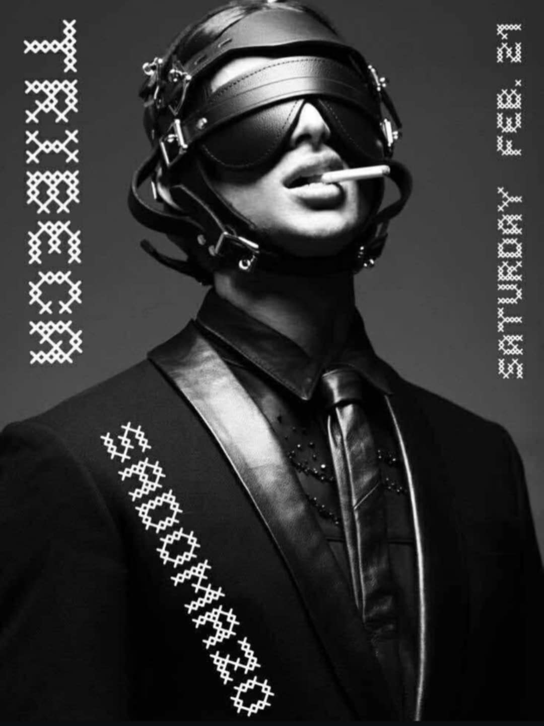 Αφίσα εκδήλωσης στο Tribeca στις 21 Φεβρουαρίου με αποκριάτικο πάρτι με θέμα "Sadomazo".