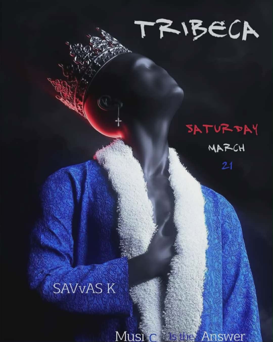 Αφίσα εκδήλωσης στο Tribeca στις 21 Μαρτίου 2026 με τον Dj Savva K.