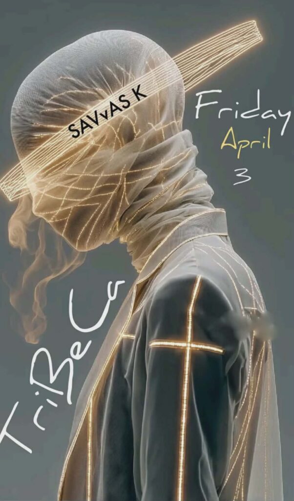 Αφίσα εκδήλωσης στο Tribeca στις 3 Απριλίου 2026 με τον Dj Savva K.