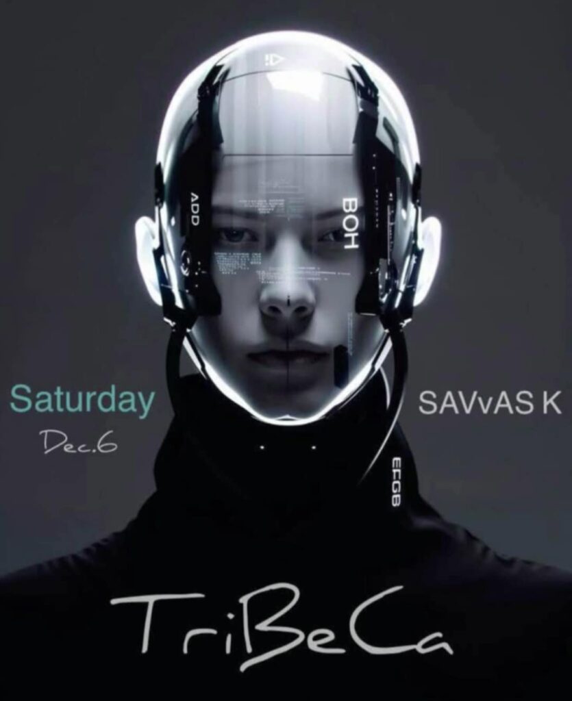 Αφίσα εκδήλωσης στο Tribeca στις 6 Δεκεμβρίου 2025 με τον Dj Savva K.