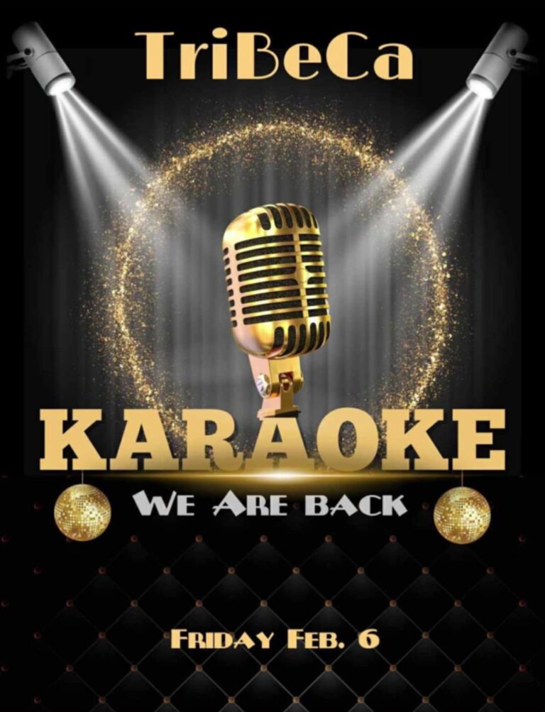 Αφίσα εκδήλωσης από το Tribeca με Karaoke πάρτι στις 6 Φεβρουαρίου 2026 και ώρα 22:00.