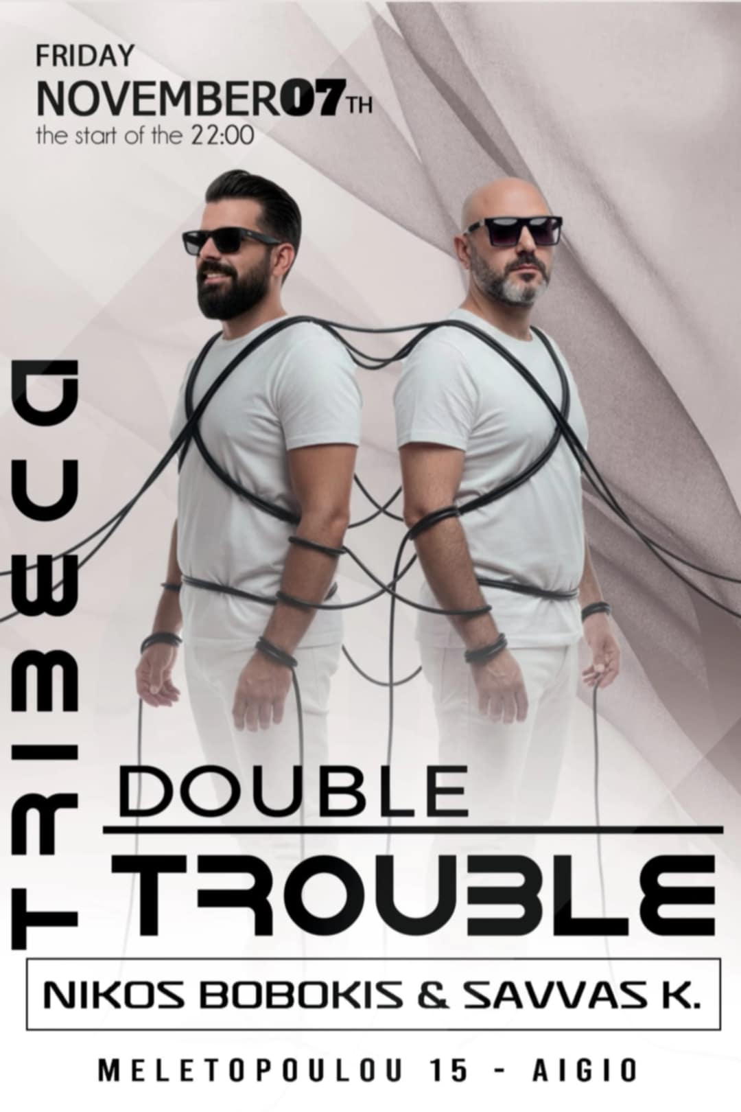 Αφίσα εκδήλωσης στο Tribeca με τους Djs Niko Boboki & Savva K. στις 7 Νοεμβρίου 2025.