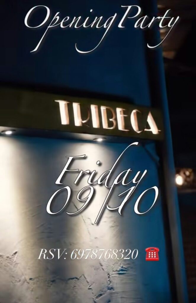 Αφίσα εκδήλωσης στο Tribeca με opening party στις 9 Οκτώβρη 2026.
