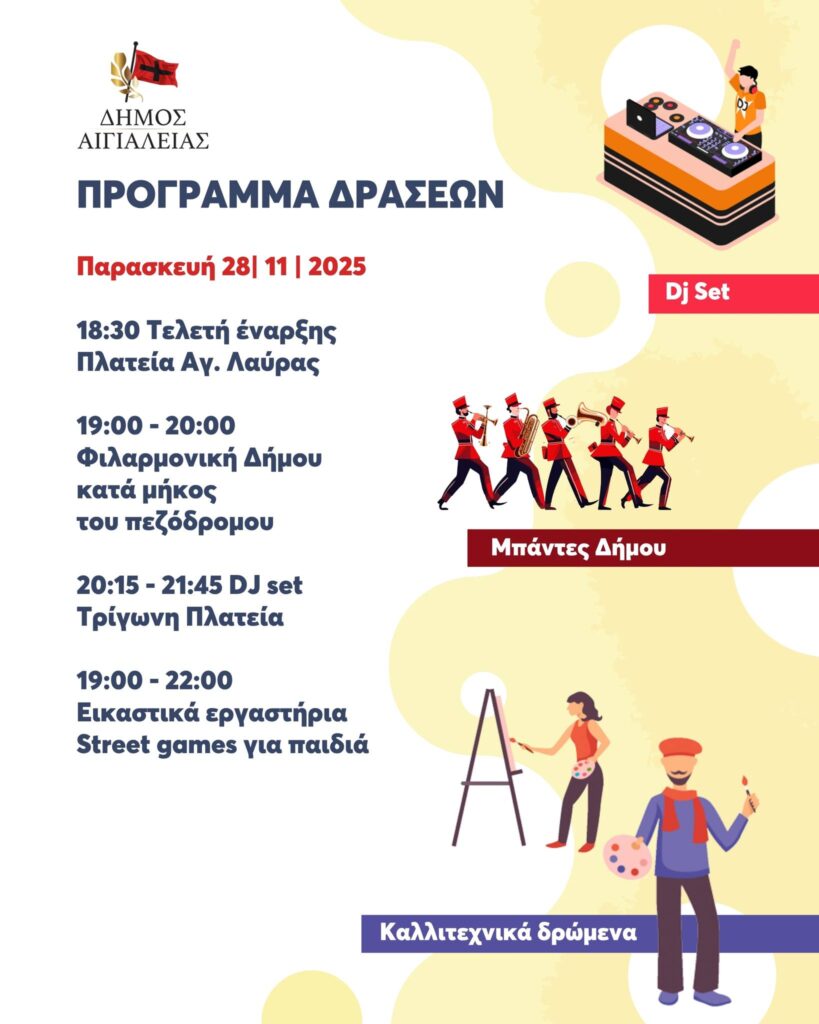 ΠΕΖΟδρώμενα 2025 Αίγιο - Η πόλη αλλάζει. Πρόγραμμα 28 Νοεμβρίου 2025.