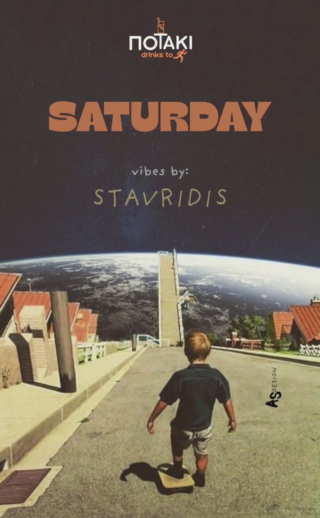 Αφίσα εκδήλωσης στο Ποτάκι to go το Σάββατο βράδυ με τον Dj Stavridi.