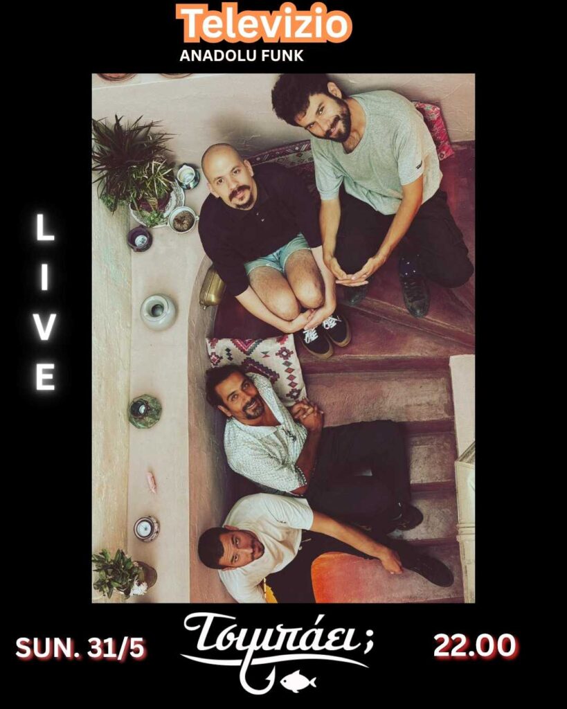 Αφίσα εκδήλωσης από το Τσιμπάει με τους Televizio live στις 31 Μαΐου 2026 και ώρα 22:00.