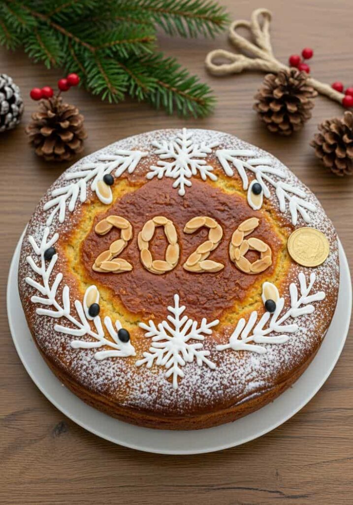 Αφίσα εκδήλωσης κοπής Πρωτοχρονιάτικης πίτας από τον Φιλοπροοδευτικό Σύλλογο Γκραίκα "Η Αγία Μαρίνα" στις 8 Φεβρουαρίου 2026 και ώρα 12:30 στο Αλάτι - Πιπέρι.